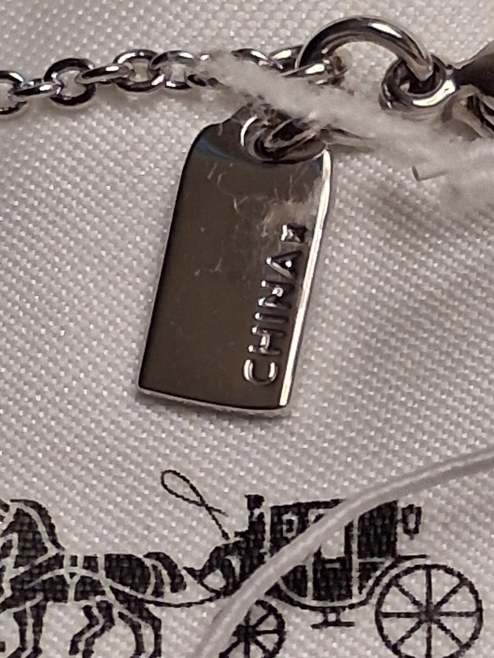Retired Coach Silver Crystal Pendant Necklace with Logo Pouch - Picture 5 of 13